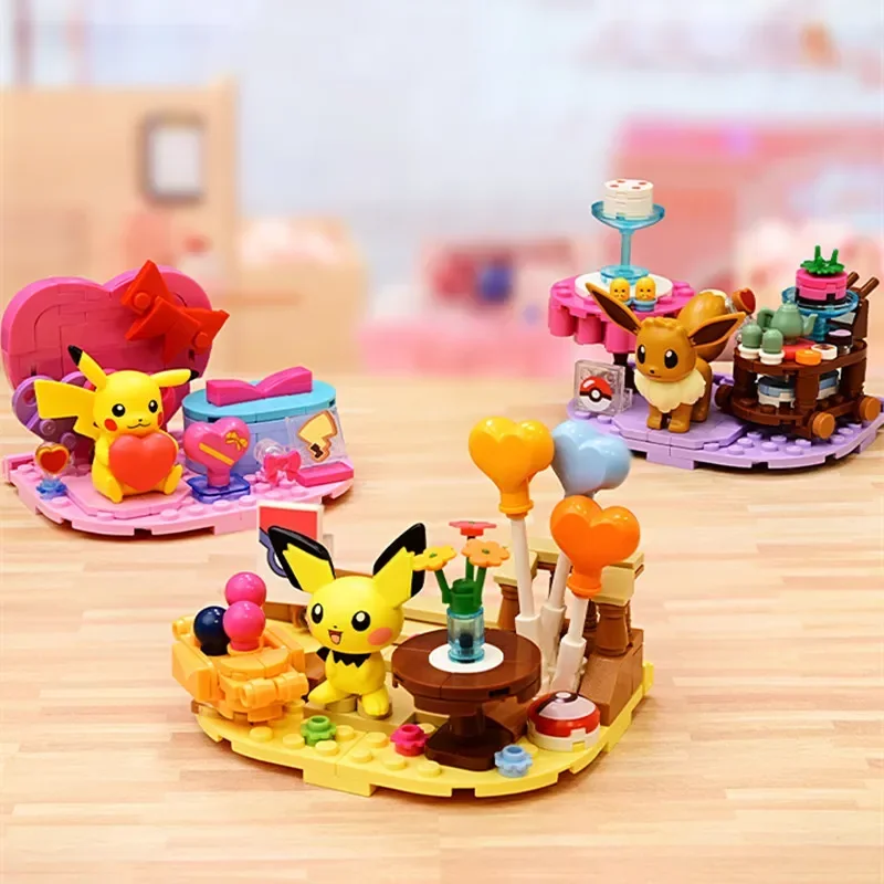 keeppley genuine Pokemon building blocks Pikachu Ibrahimovic scene model Kawaii ornaments assembled girl toy birthday gift