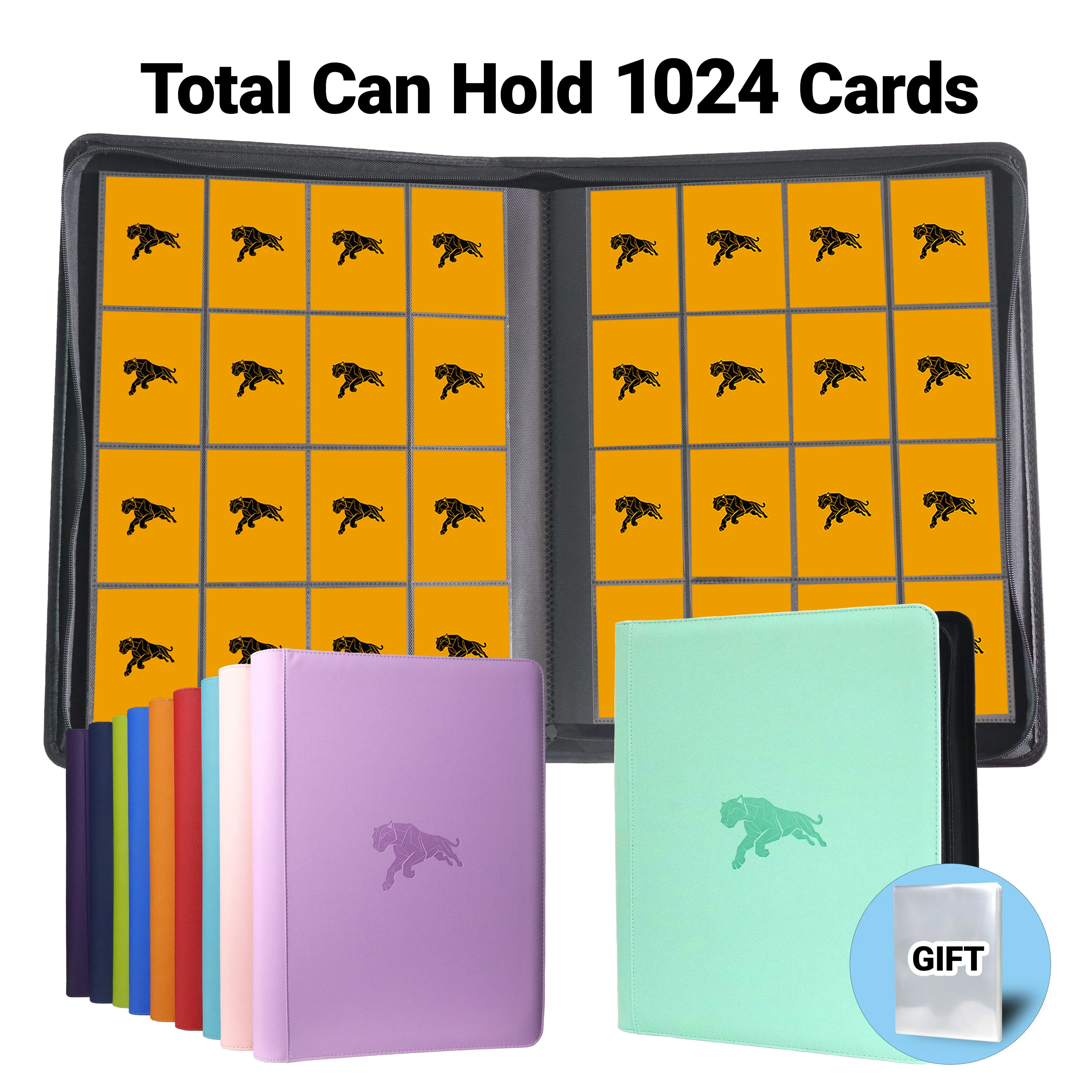 

Альбом для карточек на 1024 кармана, двусторонний, из ПУ, с 16 карманами на страницу и 100 пакетами для TCG и спортивных коллекционных карточек