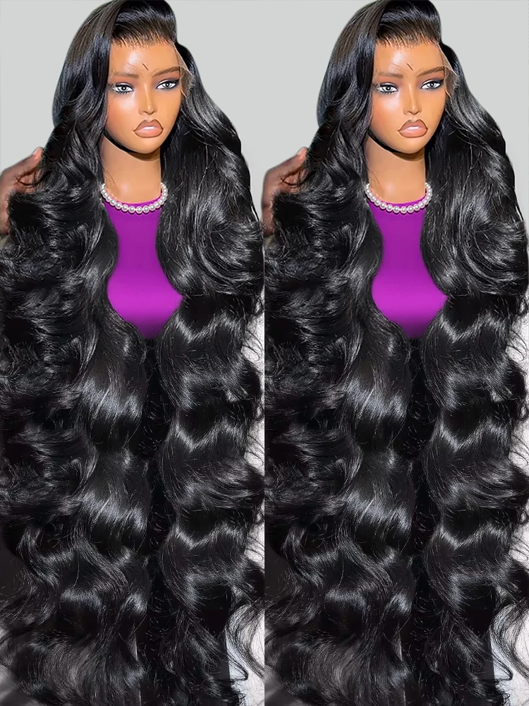 40 50Inch HD Transparent 13x4 13x6 Body Wave Lace Front Wig 360 Full Lace Frontal Human Hair Wig For Women 300 Density Prepluck