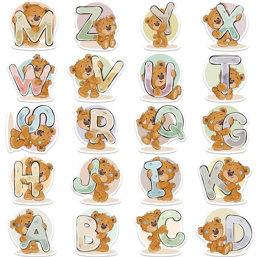 10/20/39PCS Cute Little Bear Letter Cartoon Stickers Decoration For Laptop Luggage Notebook Suitcase Car DIY Waterproof Kid Toys