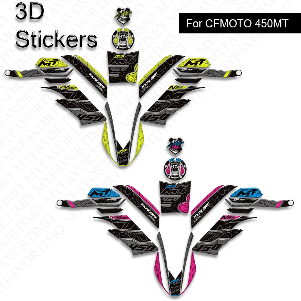 450MT Motorcycle 3D Epoxy Resin Protection Tank Pad Stickers Gas Tank Decals For CFMOTO 450 MT Adventure Bike CF MOTO MT450