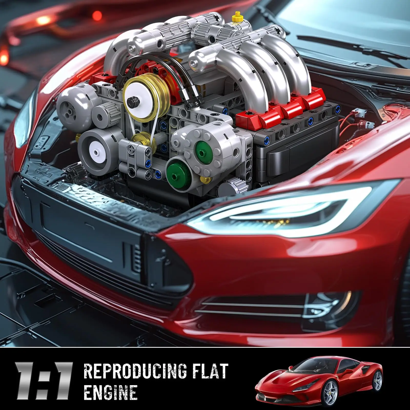 MK 10193 Boxer-Motormodellbausatz, der läuft! - Bauen Sie Ihren eigenen Minimotor, DIY-Bausatzblöcke für Kinder und Erwachsene (609 Teile)