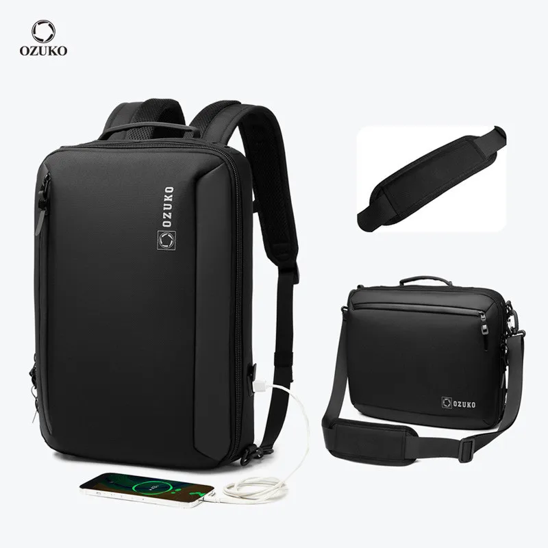 OZUKO Men Multifunctional Backpack 15.6 Inch Laptop Business Handbag Anti-theft Oxford Waterproof Travel Bag