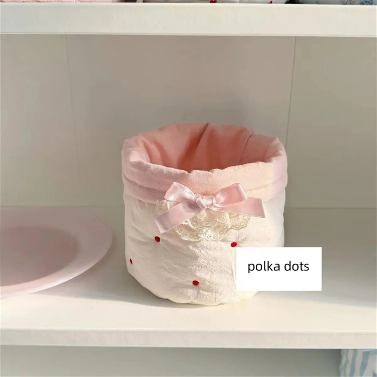 N14R Top 1PCS Sweet Desktop Storage Basket Cylinder Storage Basket Bedroom Clutter Organization Storage Basket Red