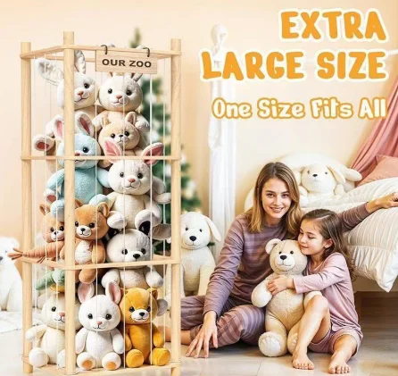 Cross-Border Wooden Toy Storage Rack Children's Plush Toys Household Organizer Stuffed Display Rack Storage