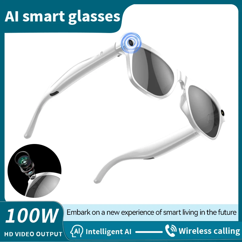 LIGE AI แว่นตาสมาร์ทพร้อมกล้องไฟฉาย LED Touch แว่นตากันแดดกีฬา Bluetooth Call เครื่องเล่นเพลงวิดีโอแว่นตาสําหรับผู้ชายผู้หญิง
