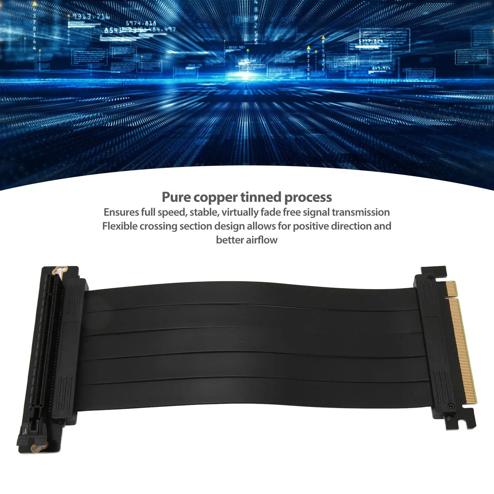 High-Speed PCIe 3.0 16x Riser Cable 90° Flexible GPU Extension for GTX 1080/1080Ti, RTX 2060/2070/2080