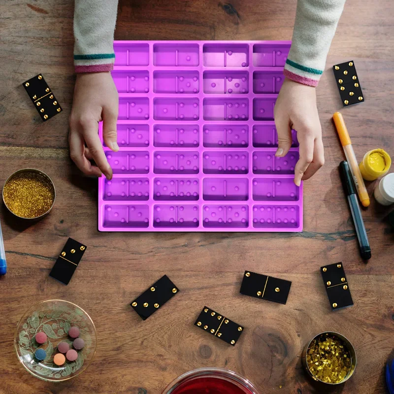 28 Cavidades Molde De Silicone para Pingente Epóxi Moldes Bolo Jóias Fazendo Ferramenta Domino Mold Resina Doces Moldes Argila Mold Artesanato DIY