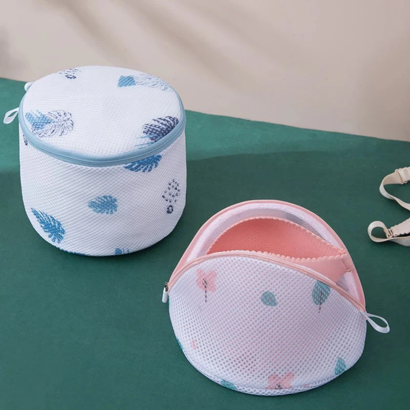 Printed Bra Laundry Bags Thicken Sandwich Fabric Bra Cylinder Storage Bag Silicone Gasket Fixed Bra Protection Washing Bag New