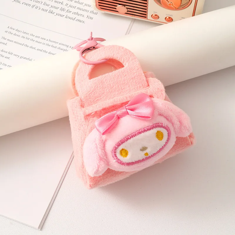 Porte-clés en peluche pour sac d'école, décoration de sac à dos, pendentif en peluche, animal de dessin animé, beurre, Hello Kitty, Mymelody Kuromi