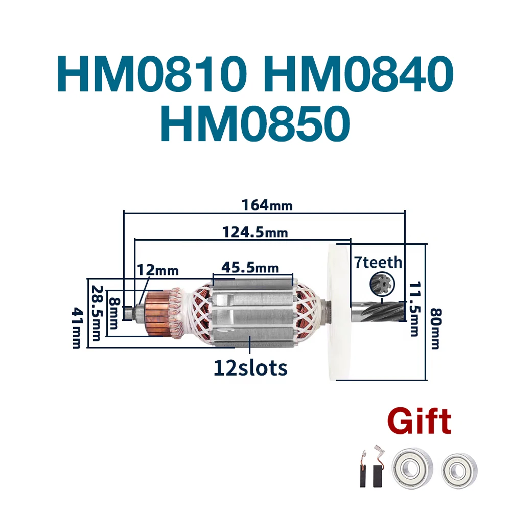

AC220-240V якорь для Makita HM0810 HM0810T 0840 0850, электрическая кирка, универсальный якорь, ротор, якорь, замена катушки статора
