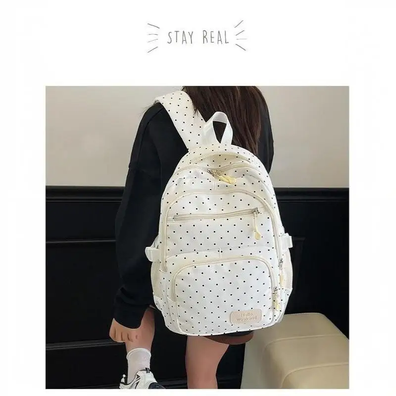 Nylon-Rucksack-Set mit Polka Dots, mehrere Fächer, Reißverschluss, Mädchen-Rucksack-Set, Aufbewahrung von Schreibwaren, Studentenrucksack, Mädchen-Geschenke – Detail 15