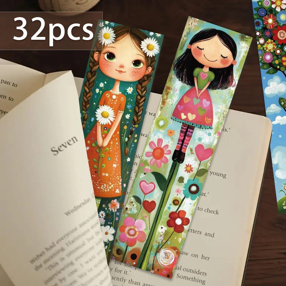 32 قطعة، علامات مرجعية للفتيات اللطيفة، مناسبة لموسم العودة إلى المدرسة، عيد الميلاد، الهالوين، المعلمين، القراء، أعياد الميلاد.