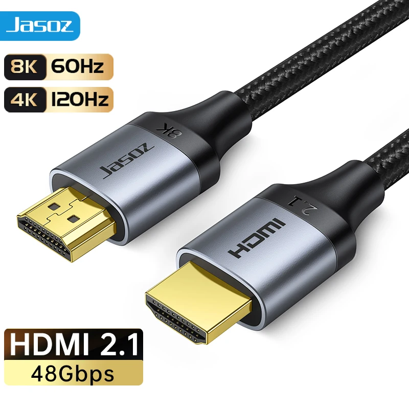 Jasoz 8K HDMI-Compatible 2.1 Cable 8K 60Hz 4K 120Hz 48Gbps HDR eARC Dolby Vision for Xiaomi TV Box Xbox PS5/4 HDMI 2.1 Cable