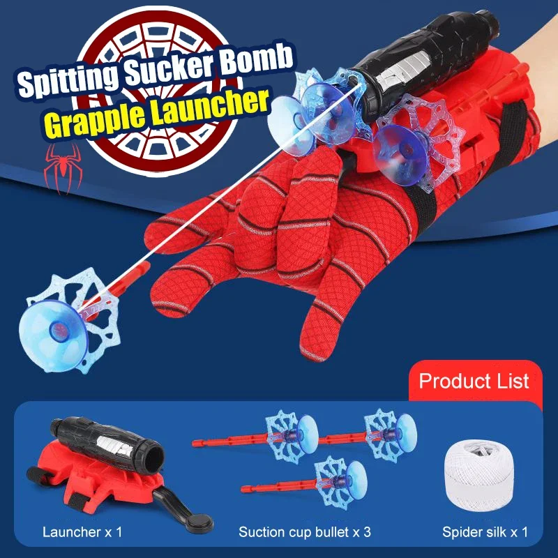 Movie Cosplay Launcher Spider Silk Gloves Spider Web Launcher Restorable Wristband Halloween Toy Gift for Kids spiderman