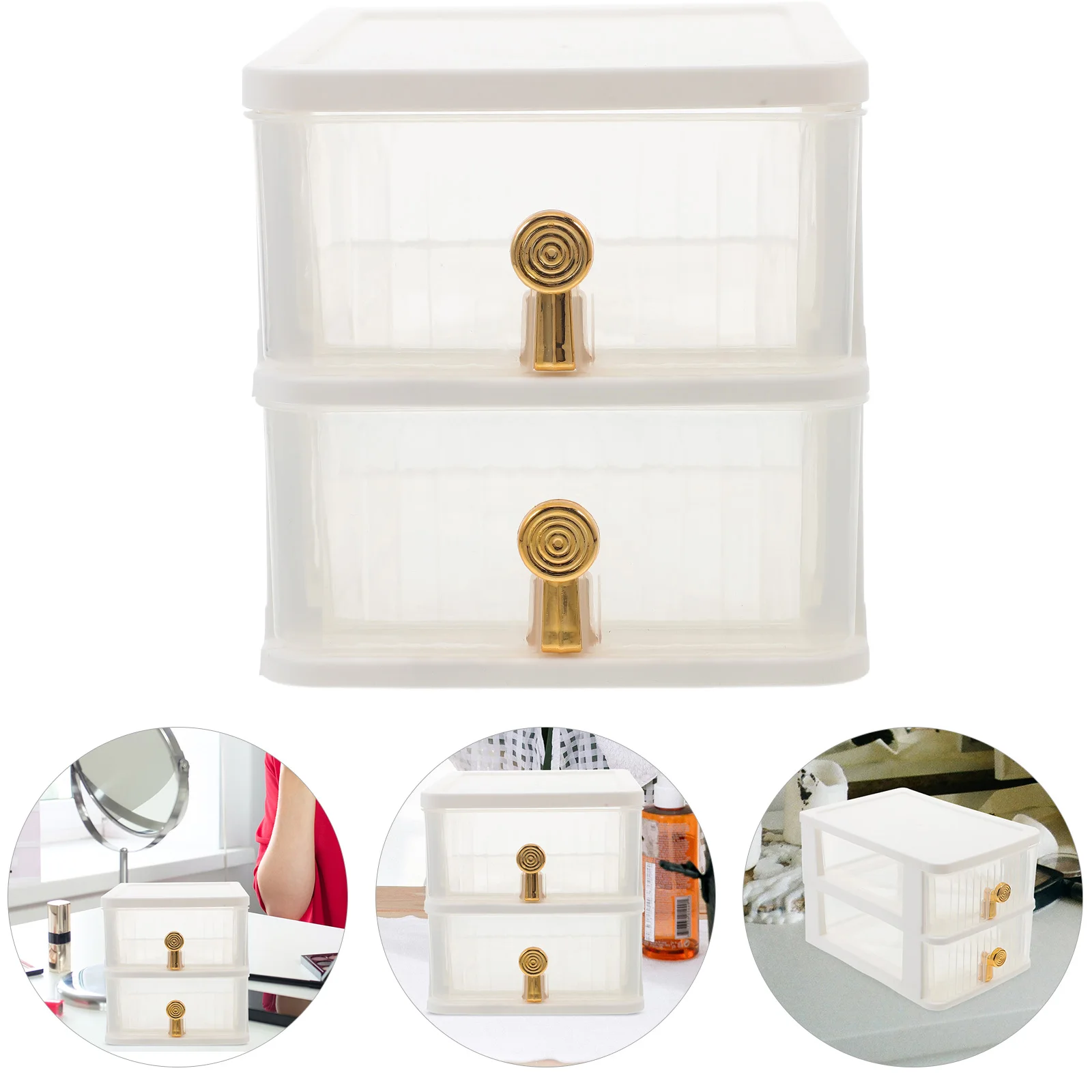 

Clear Desk Organizer Storage Box 15*21.5*15CM White Medium 2 Layers Plastic Drawer for Office Supplies Small Storage Document