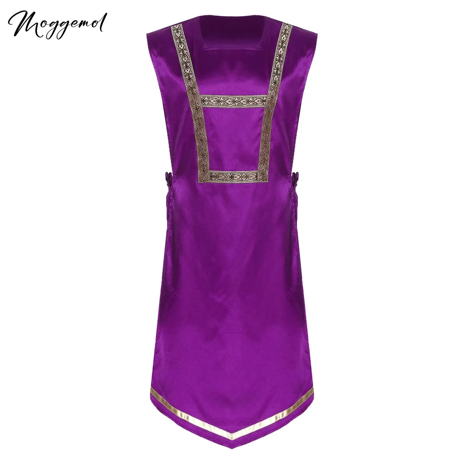 

Мужская литургическая лирическая танцевальная туника для поклонения, танцевальная туника, топы без рукавов, атласный жилет на шнуровке по бокам, майка, пуловер, халат