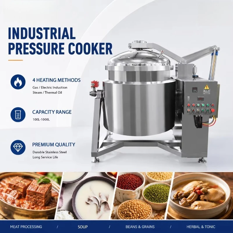 Full Automatic Gas Heating Beans Pressure Cooking Pot Industrial Large Meat Electric Pressure Cooker