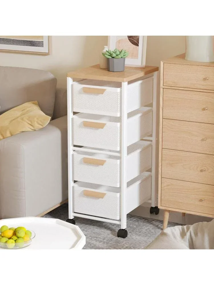 Drawer-type Trolley Movable Floor-to-ceiling Multi-storey Bedroom Kitchen Shelf Fruit And Vegetable Snack Storage Storage Shelf