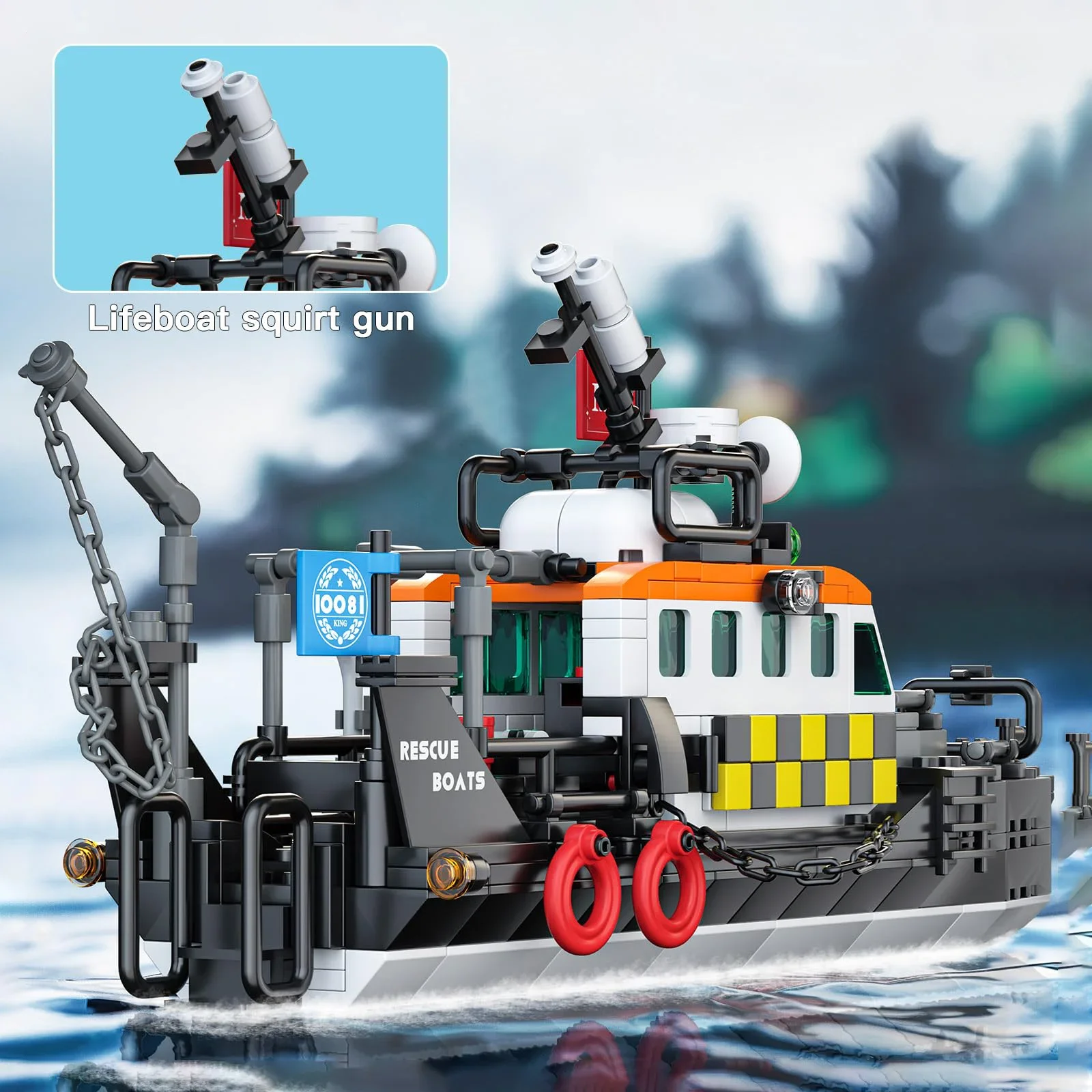 MOULD KING 10081 Multi-Function Rescue Boat 364PCS Small Building Blocks Toy for Kids DIY Assembly Bricks Toy Christmas Gifts