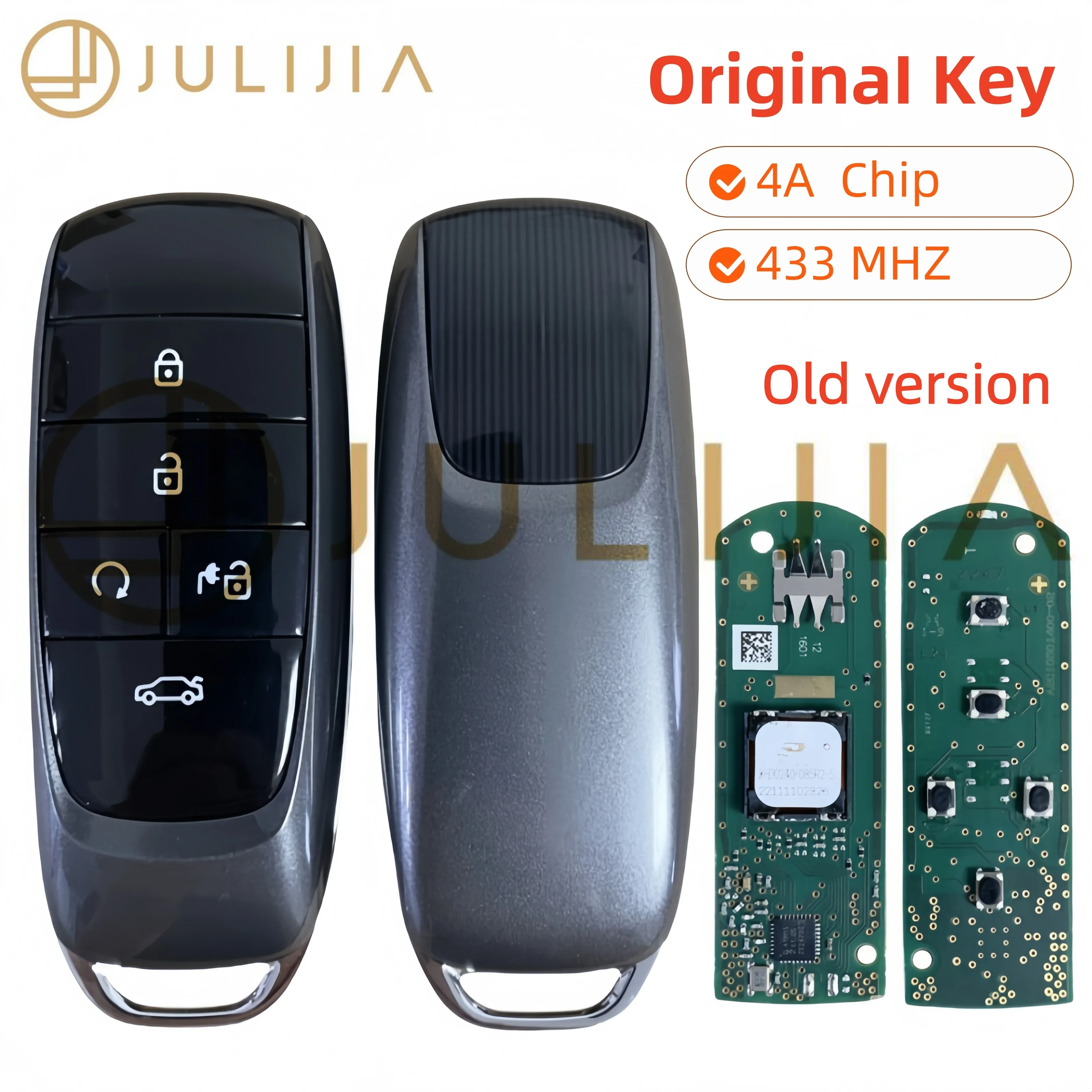 JULIJIA Original Smart Fob Remote Control Car Key 433MHZ 4A Chip for GAC Motor for Trumpchi Aion Y Aion S AION V IA5 Keyless Go