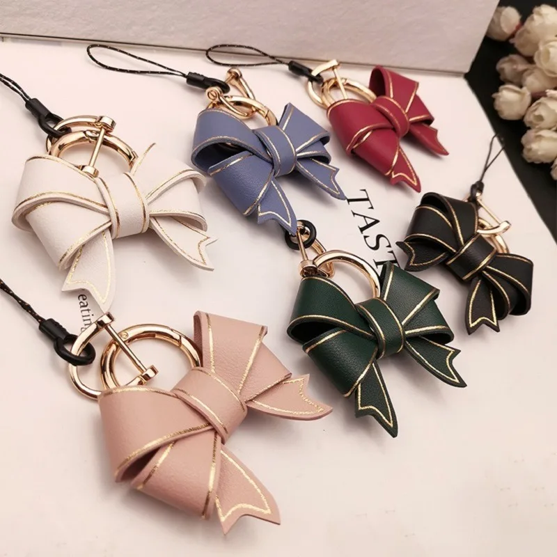 Fashion Bow Handbag Pendant Lovely Pink Keychain Accessories Delicate Bowknot Hanging Decoration Anti-loss Key Chains for Women