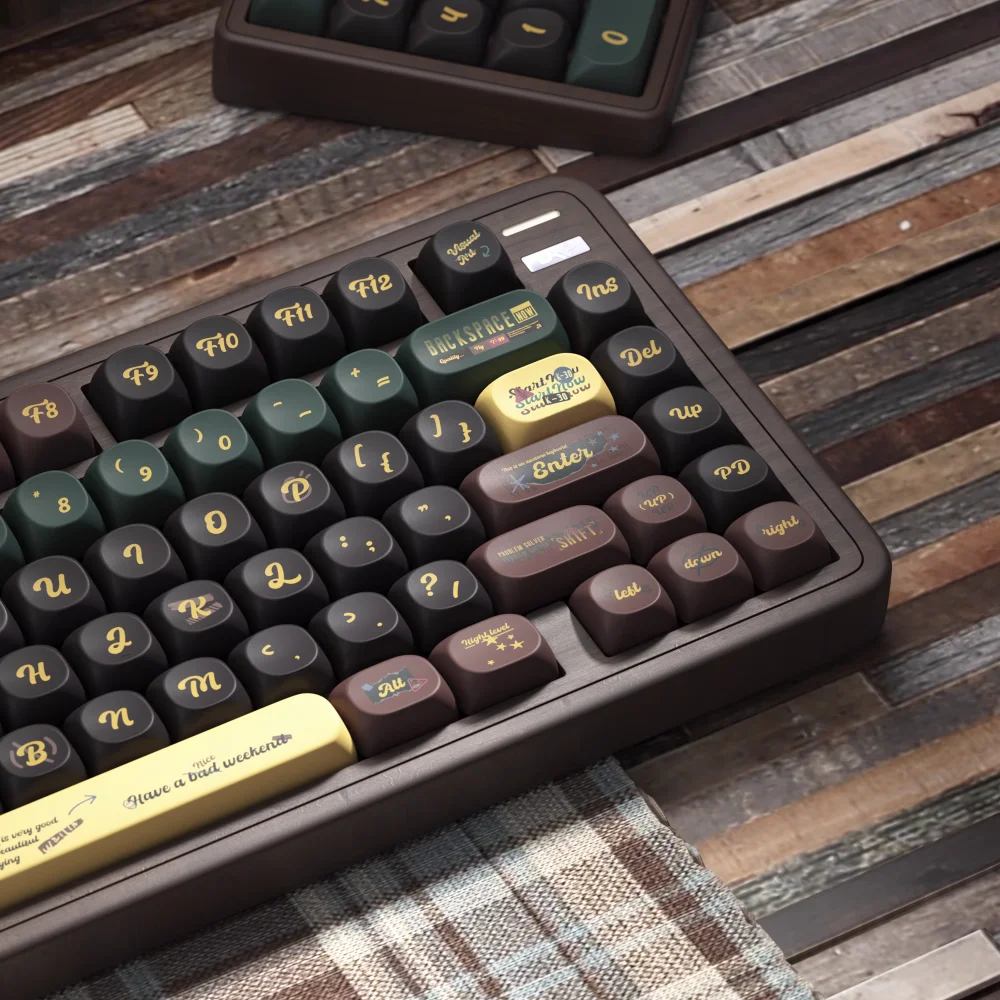 Vintage Splice Keycap Set PBT 125 Keys SOA Height Personalized Keycaps for 61/87/104MX Switch Mechanical Keyboards