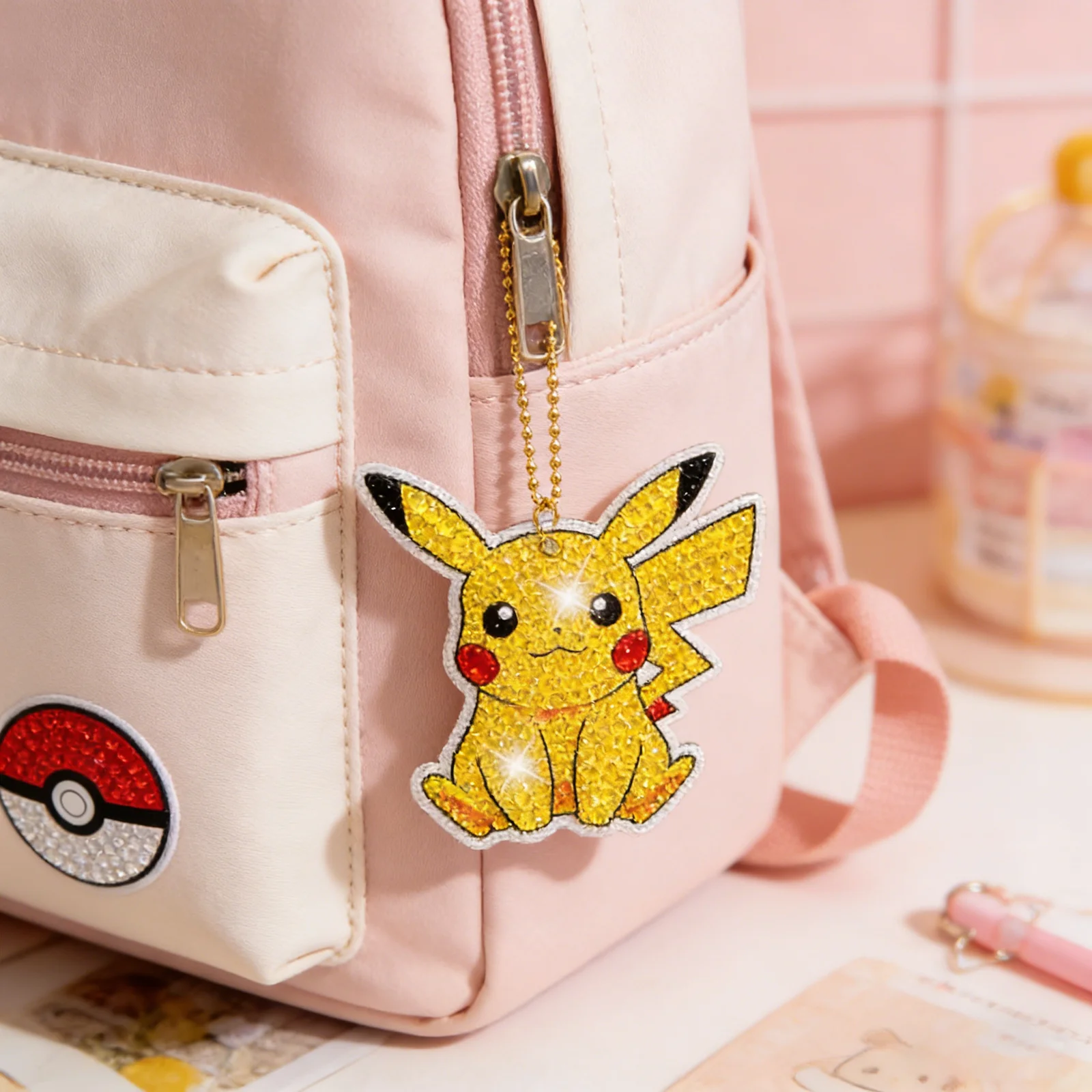 Cartoon Pikachu Pokemon Diamond Painting DIY Keyring Mosaic Embroidery Cross Stitch Bag Pendant Birthday Gift Diamond Keychain