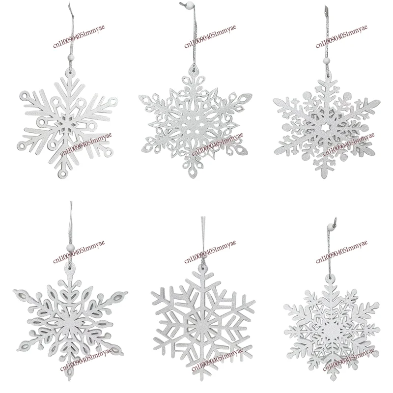 Christmas oversized snowflake 6 sets wooden 12cm hanging pendant
