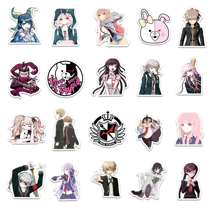 50ชิ้น danganronpa: ทริกเกอร์แฮปปี้ซีรีย์สติกเกอร์กราฟฟิตีเหมาะสำหรับหมวกกันน็อคตกแต่งผนังเดสก์ท็อปสติกเกอร์ DIY แพ็ค