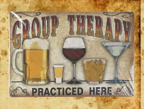 beer group therapy practiced tin metal sign collectible reproductions