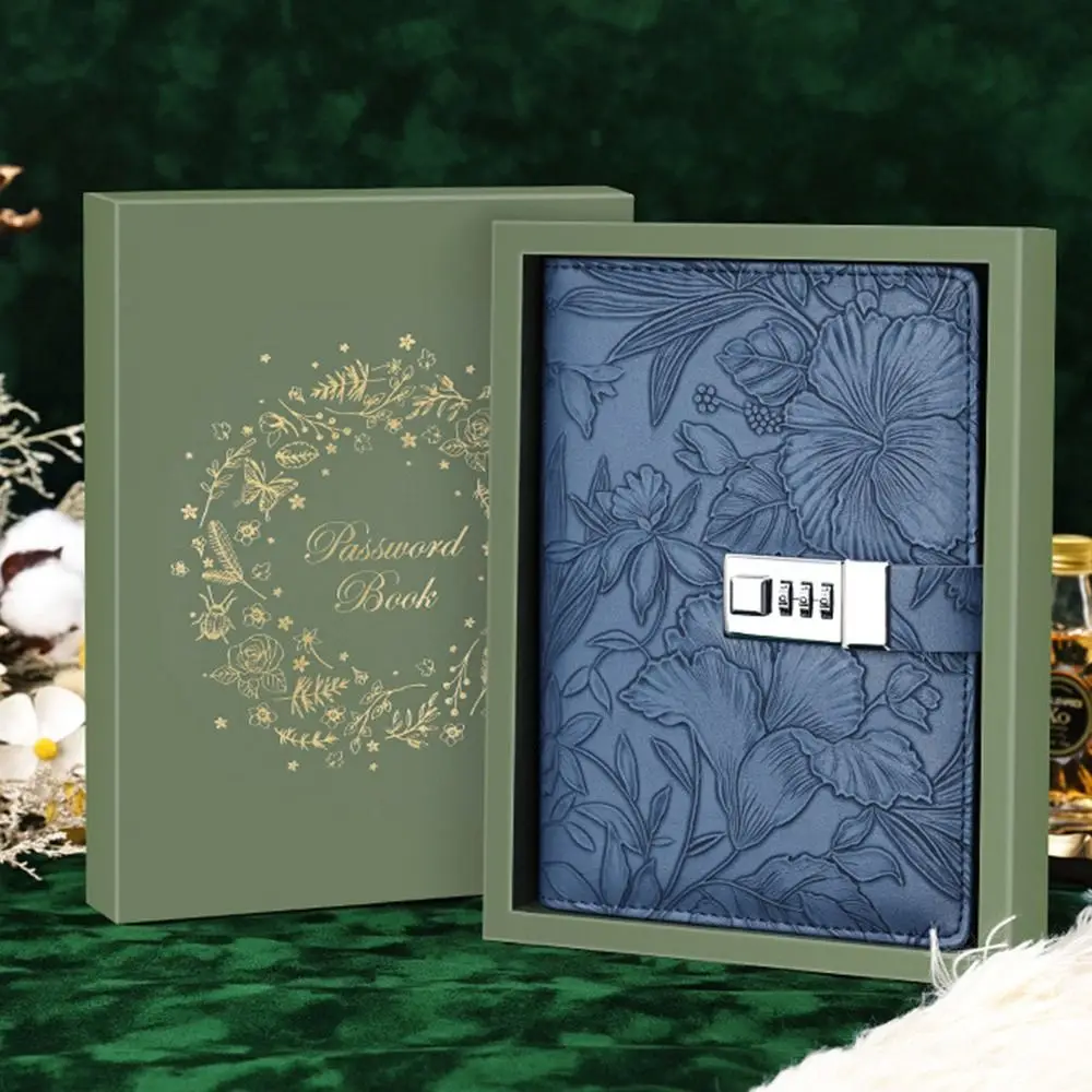 224 Pages B6 Notebook Protecting Secrets PU Leather Cover Diary Book Wear-resistant Thickened Password Book with Lock Student