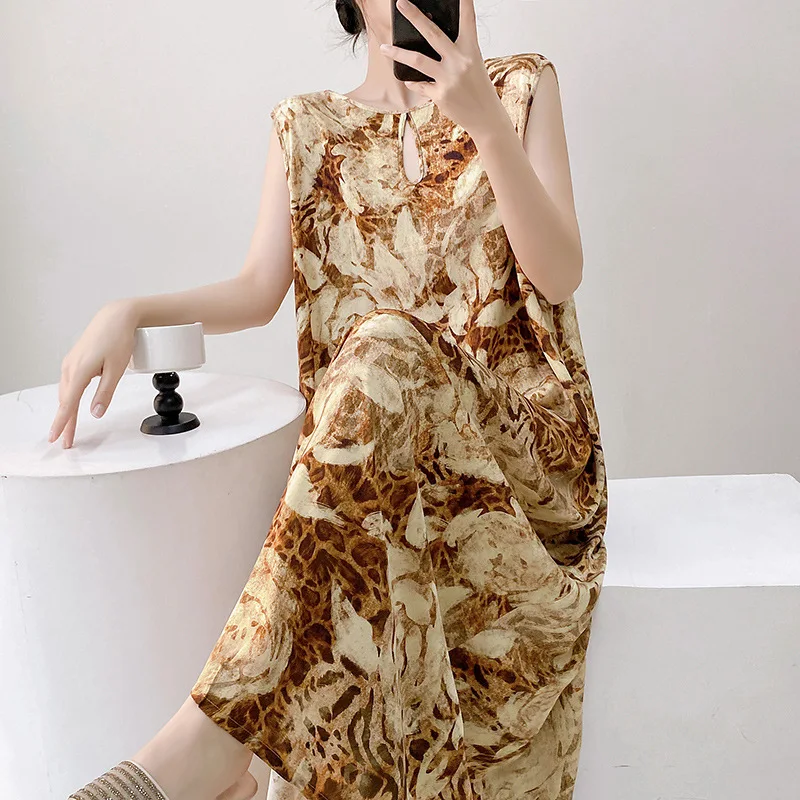 Summer Nightgown For Women 2025 New Cotton Rayon New Chinese Style Sleeveless Home Wear Pajamas Dress Outside Sleep Nightshirt