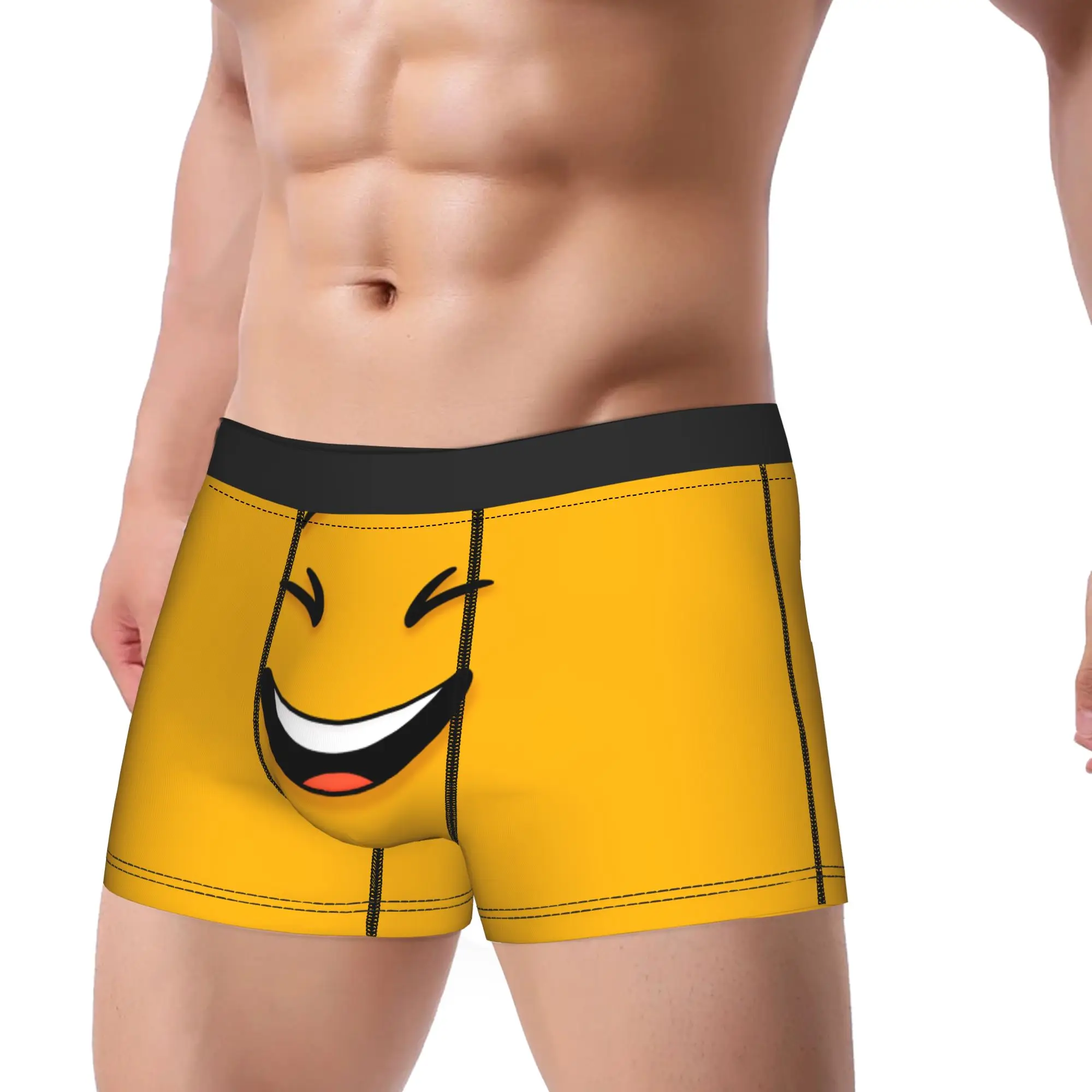 Happy Face Cartoon Face Meme Underwear  Men Underpants Pattern Classic Boxershorts Quality Shorts Briefs Plus Size