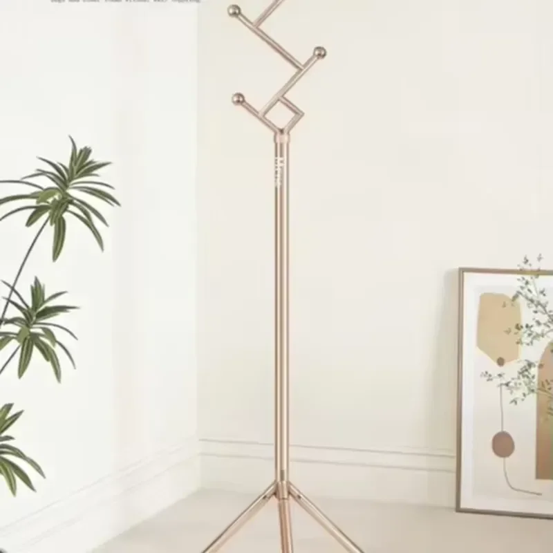 Gold Aluminum Tripod Coat Rack with 6 Hooks Freestanding Clothes Hanger Stand for Bedroom Living Room Storage Organizer