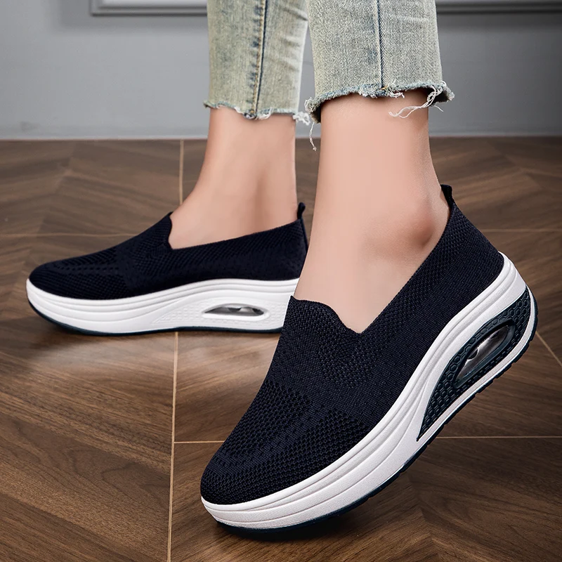 

2025 Women's Summer Platform Mesh Breathable Outdoor Hiking Lightweight Lazy Casual Sneakers Shoes Tenis Deportivos Mujer