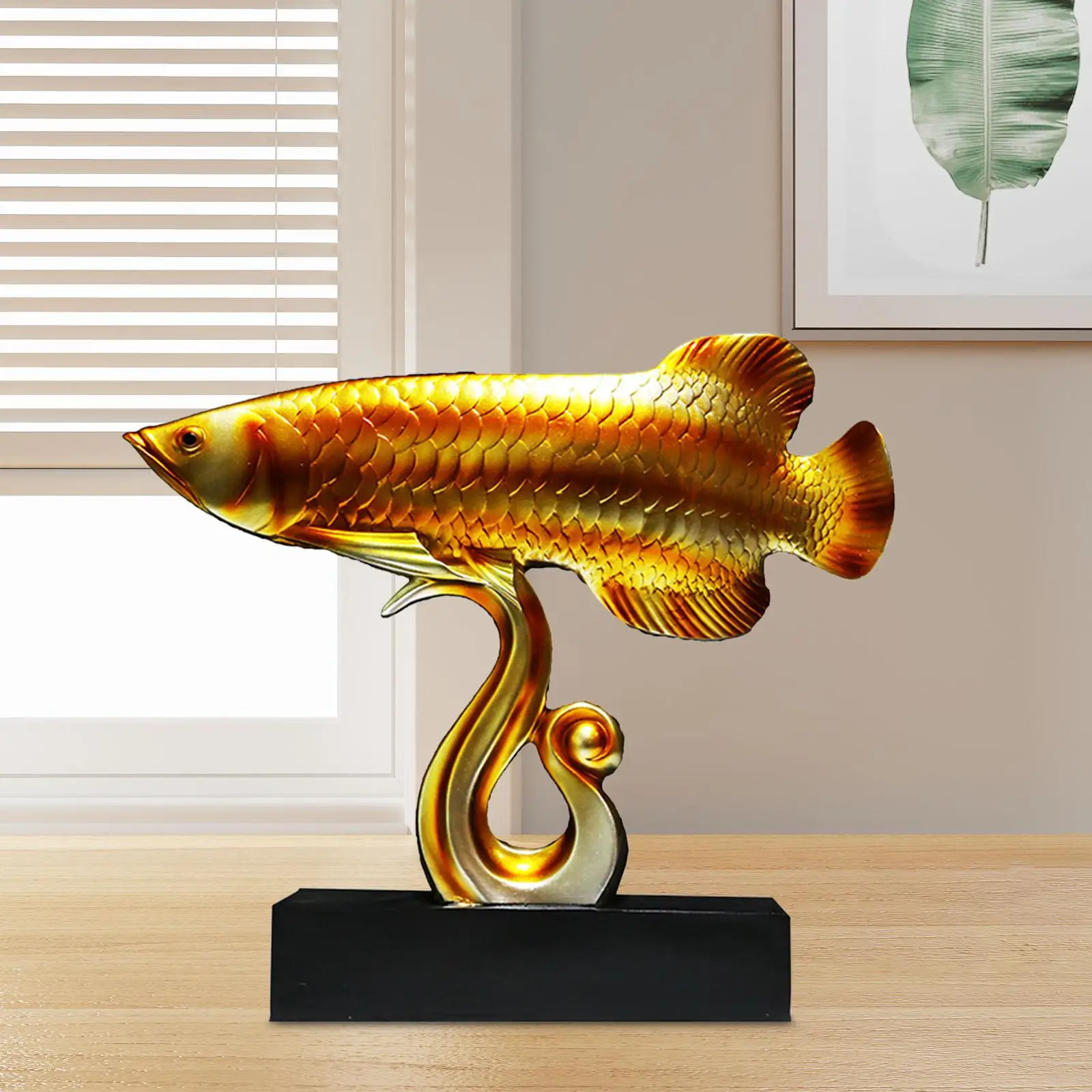 

Fish Statue Feng Shui Decoration Fish Sculpture for Bookshelf Home Cabinet