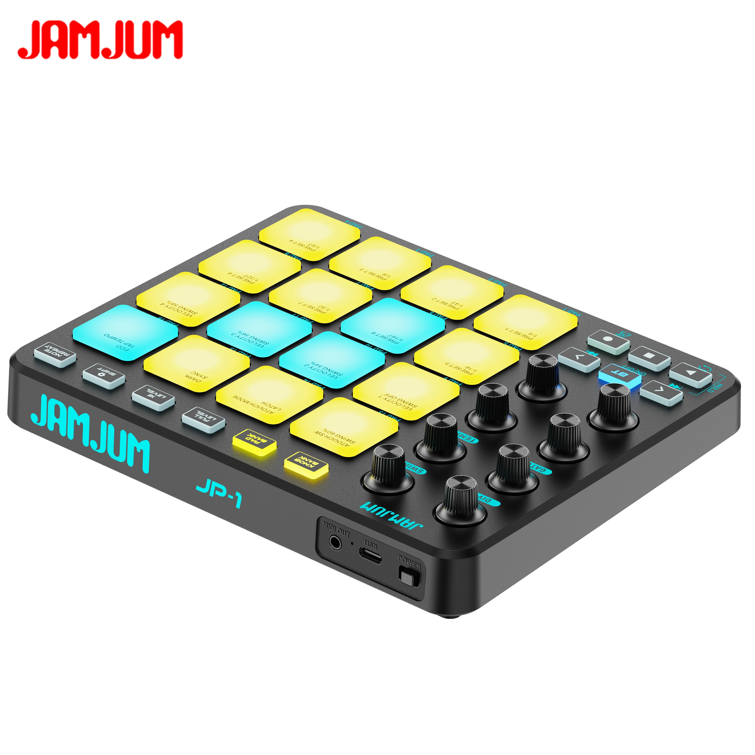 MIDI Controller 16 Key Dynamic RGB Pad BT Wireless MIDI Pad Rechargeable Portable Plug and Play for Music Production Performance