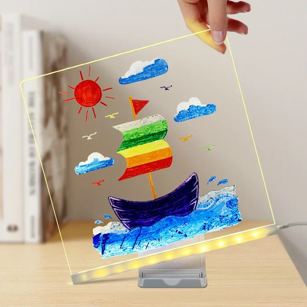 Custom LED Night Light Acrylic Panel - Draw & Erase, Perfect for Creating a Festive Mood