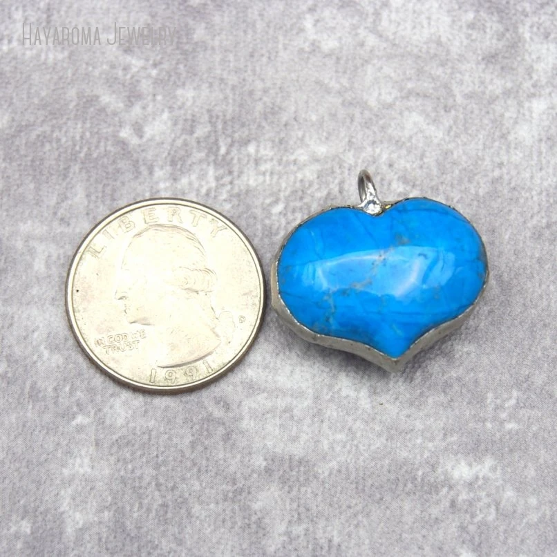 10Pcs Soldered Pendant Wholesale Stone Howlite Metal Copper Tin Alloy Blue Gift For Her Jewelry Handmade Charms PM27316