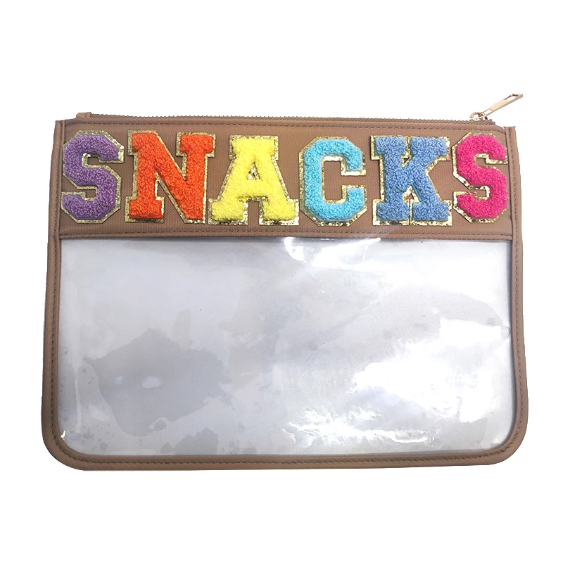 Travel Stuff Snacks Storage Bag Letter Embroidery Patches Personalize Pouch Waterproof Nylon Travel Skin Makeup Bag Organizer