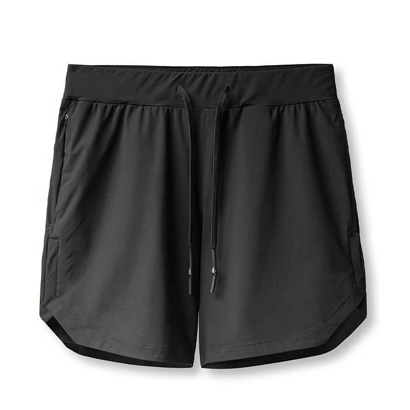 2025 New Men's Shorts Single-Layer Woven Quick Dry Solid Color Running Fitness Sports Casual American Fifth Pants Comfortable