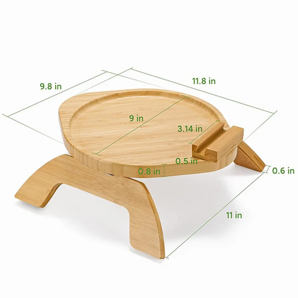 Sofa Tray Armrest Table Portable Couch Arm Clip-On Trays Natural Wooden Foldable Sofa Arm Tray For Drinks Snacks Coffee Cups