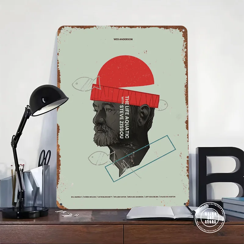 The Life Aquatic Printed Poster Customized Retro Wall Art Vintage Metal Tin Signs for Home Garage Decoration Gaming Desk Decor