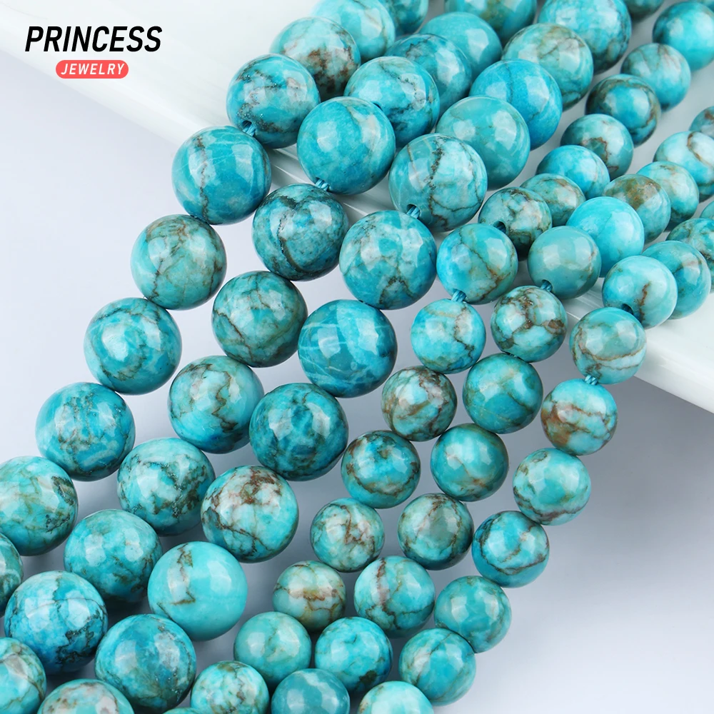 A+ Natural South African Blue Turquoise Stone Beads for Jewelry Making Bracelets Necklace DIY Accessories Wholesale 6 8 10mm