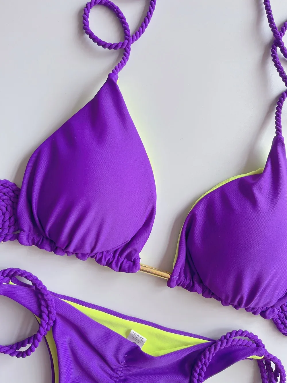 RUOTONSEPT セクシーなソリッドカラーの編組ロープビキニセット女性水着ツーピース三角水着水着ブラジル Biquinis