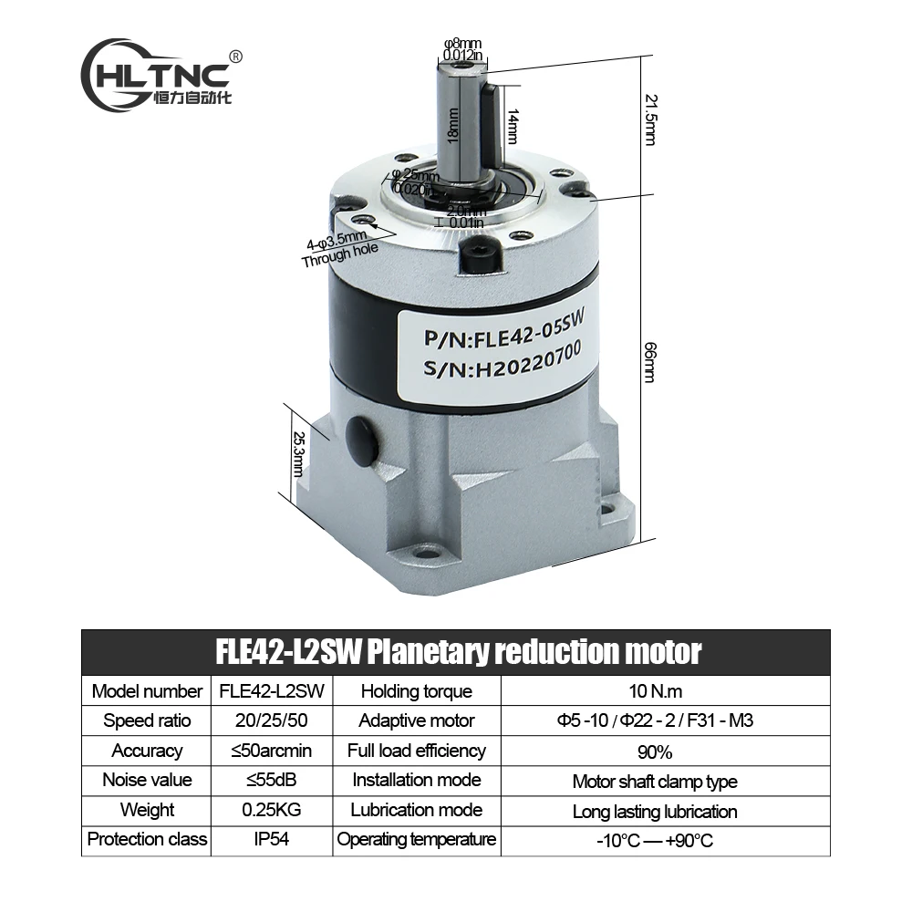 Planetary Reducer FLE42 Suitable for Nema17 Gear Ratio 4 / 5 / 10 / 20 / 25 / 50 Max 10N.m  For Nema17 42 Stepper Motor