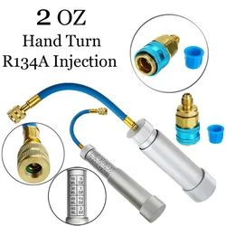 R134A Liquid Fuel Injector 2Oz Oil/Dye Syringe Car Air Conditioner Refill Dye/Oil Injector 1/4 Inch Sae Refrigerant Fluid Filler