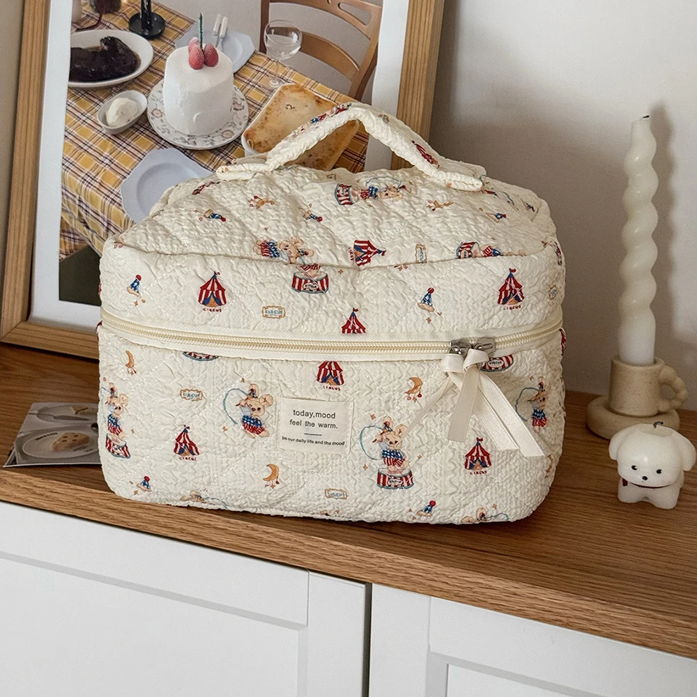 Mode Neue Cartoon Kaninchen Mädchen Make-Up Tasche Tote Kosmetische Veranstalter Stepp Beutel Handtasche Damen Kawaii Zipper Lagerung Tasche – Detail 7