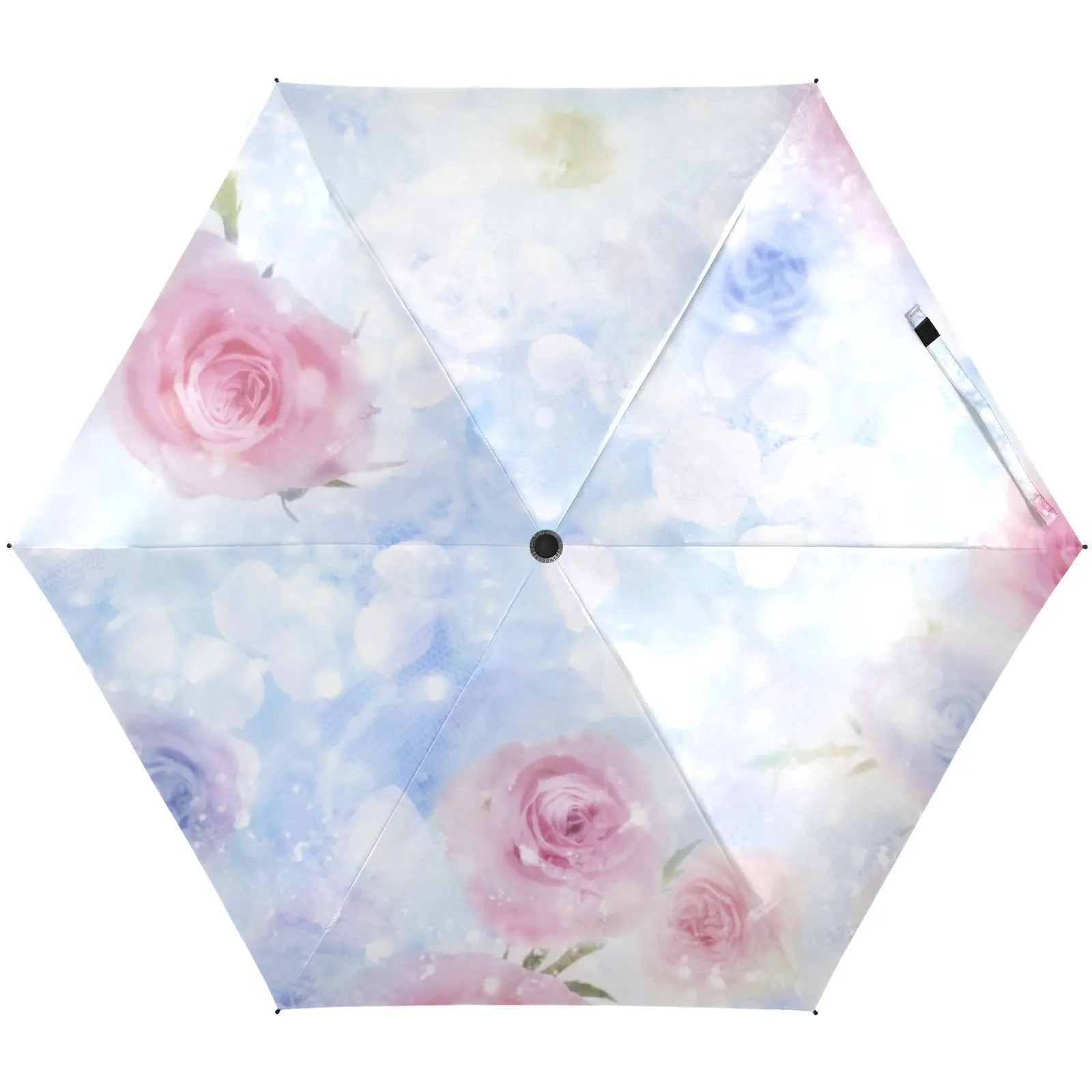 

Rose pattern Mini 5 folding sun umbrella portable folding sunny and rainy nano umbrella cloth, waterproof and lightweight,